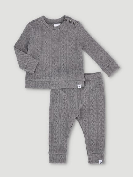 Baby Boys Cable Knit Set - Duck Egg