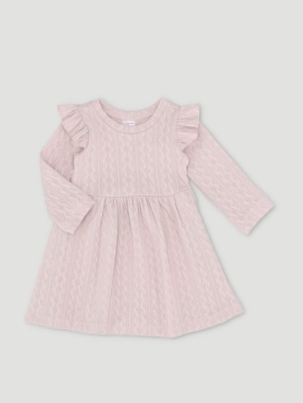Baby Girls Cable Knit Dress - Nude