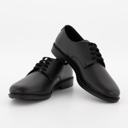 Boys Lace-Up Injection Leather School Shoe - Black