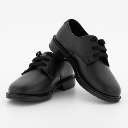 Boys (E B) Plain Lace-Up Injection Leather School Shoe - Black
