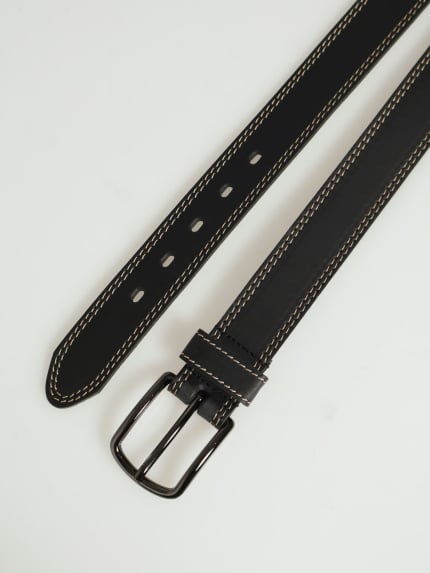 Belt With Contrast Stitiching - Black