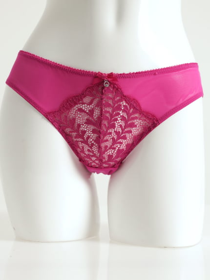 Mesh/Lace Bikini Panty - Fuschia