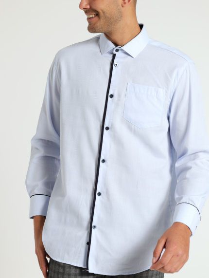 Textured Contrast Shirt - Light Blue