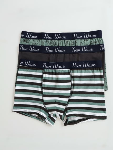 Boys 3 Pack Space Boxers - Green