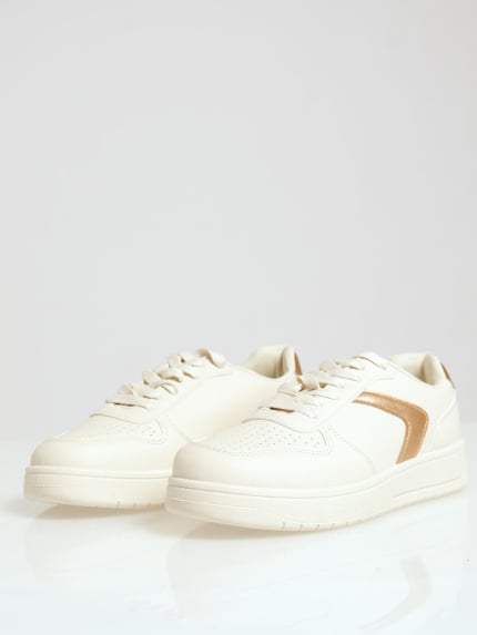 Gold Trim Skater Sneaker - White