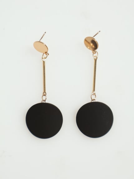 Matte Drop Disc Earrings - Gold