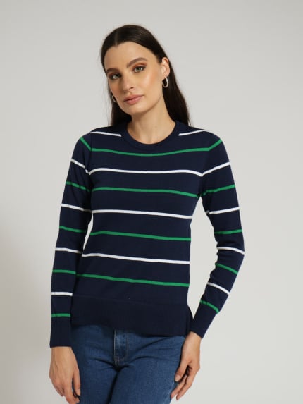 Striped Pullover - Navy/White