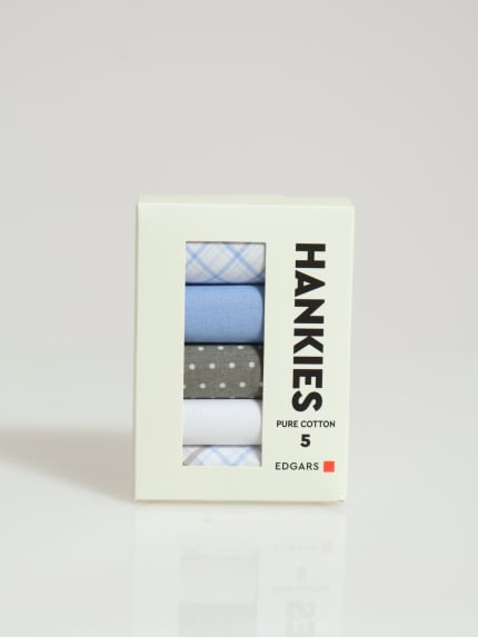 5 Pack Fashion Hankerchiefs - Blue