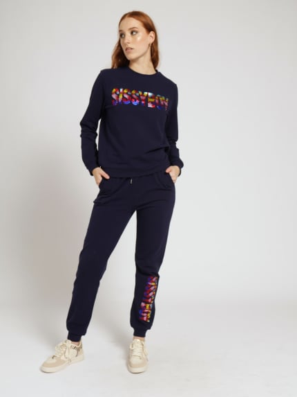 Colorful Bling Logo Sweat Top - Navy
