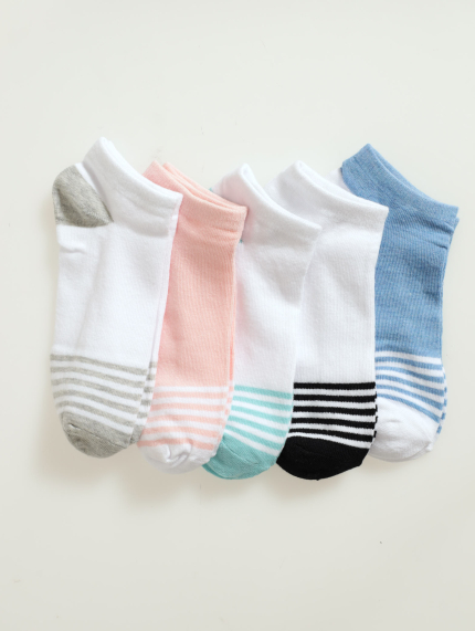 5 Pack Stripe Low Cut Socks
