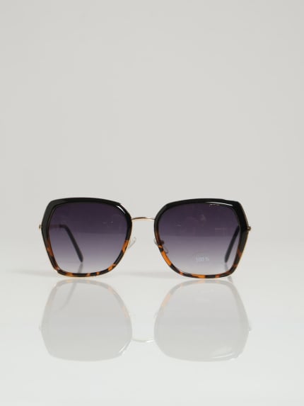 Ombre Angular Frame Gold Temple Sunglasses