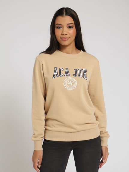 Unbrushed Fleece Twill Applique Sweat Top - Ginger
