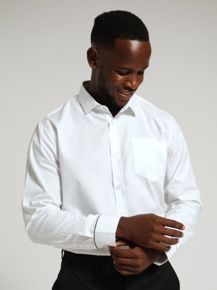 Contrast Textured Shirt - White