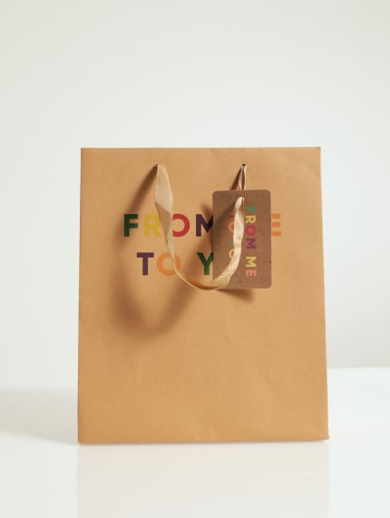 From Me To You Slogan Gift Bag - Brown