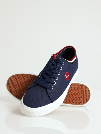 Spin Knit Collar Lace Up Sneaker - Navy