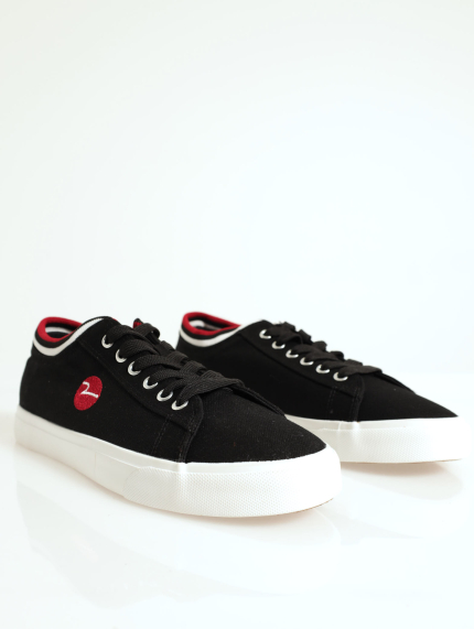 Spin Knit Collar Lace Up Sneaker - Black