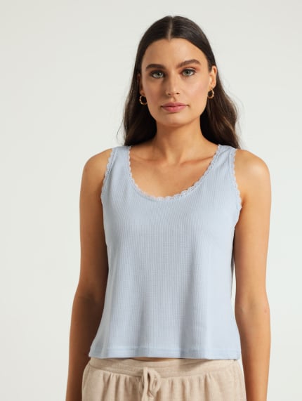 Tank Top With Lace Detail - Blue