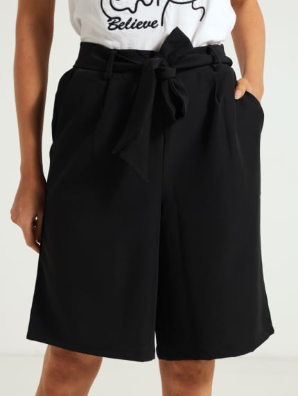 Tie Belted Shorts - Black