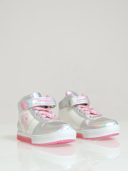 Pre-Girls Neon Hi-Top Sneaker - Silver