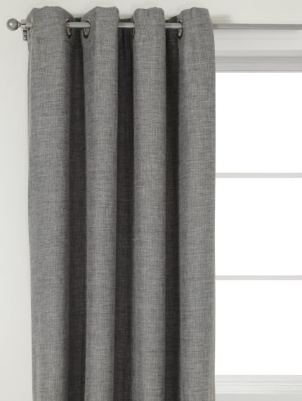 Lined Seville Texture Eyelet Curtain - Charcoal