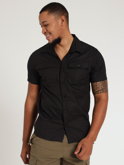 Men's Short Sleeve Utlity Shirt - Black