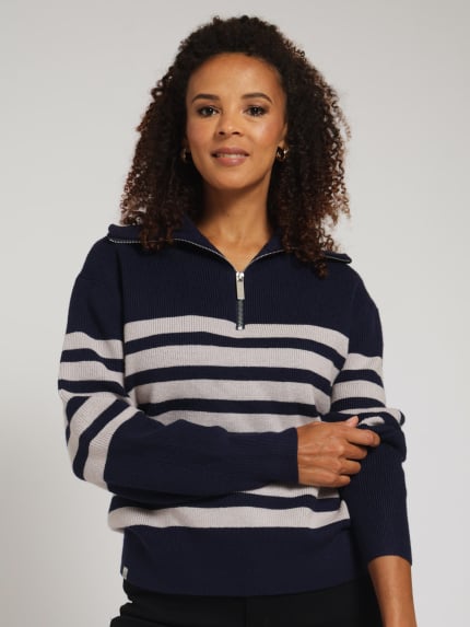 1/4 Zip Sweater Jersey - Navy