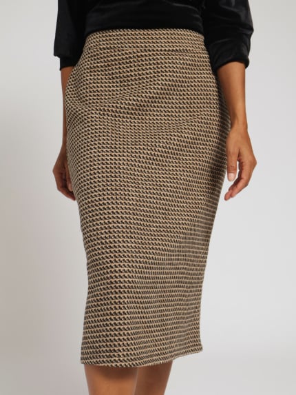 Tweed Pencil Skirt - Brown