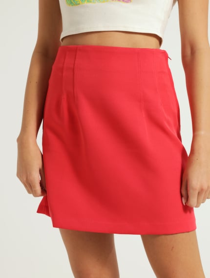 Dart Pencil Skirt - Coral