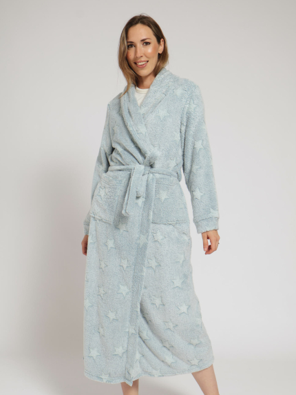 Printed Fluffy Gown - Blue