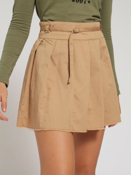 Girls Pleated Skirt - Tan