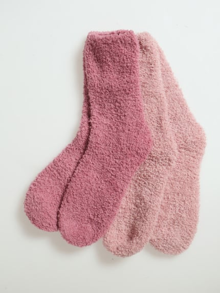 2 Pack Cosy Plain Socks - Pink