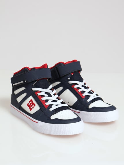 Boys Panelled Hi-Top Sneaker - Navy/Red
