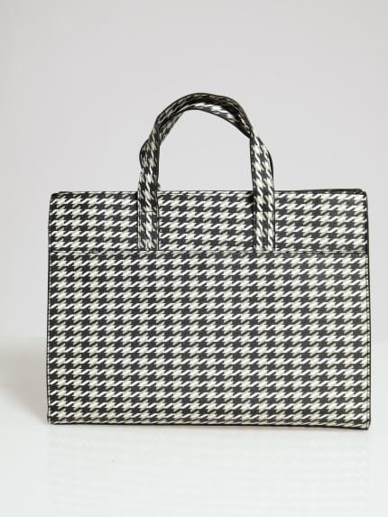 Houndstooth Large Tote Bag 