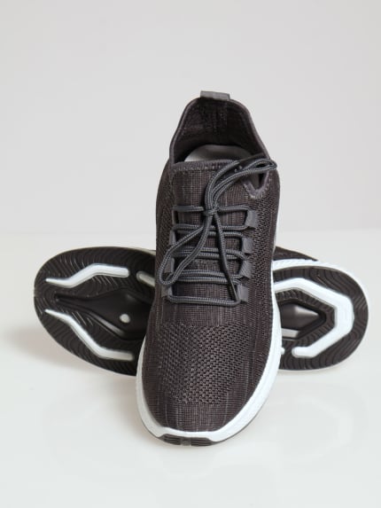 Basic Flyknit Lace Up Sneaker - Charcoal