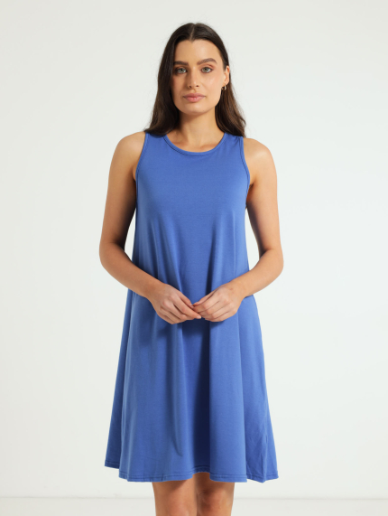 Cutaway Knit Aline Dress - Royal Blue