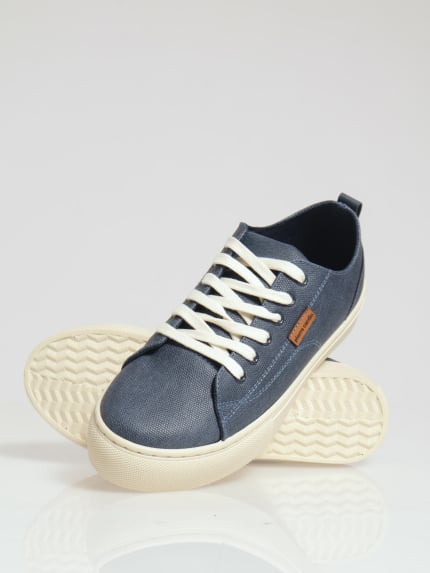 Basic Lace Up Platform Sneaker - Denim