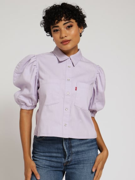 Whitney Puff Sleeve Top - Lilac