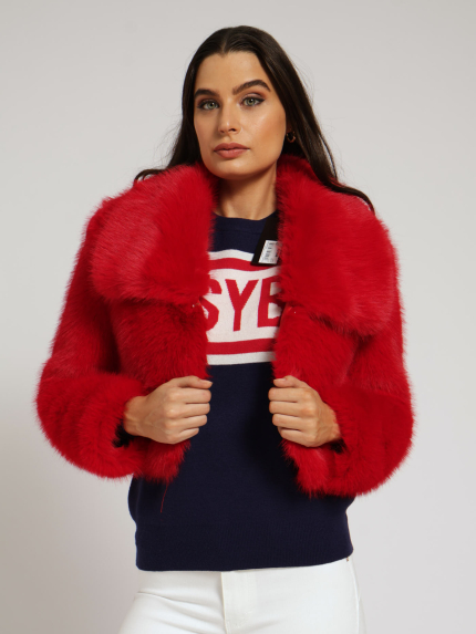 Full Fur Bolero Jacket - Red