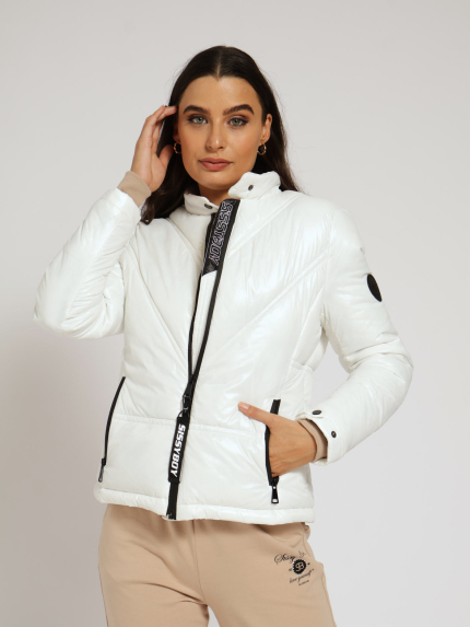 Basic Branded Trimmed Jacket - White