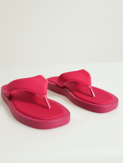 Puffed Neoprene Flatform Thong Sandal - Cerise