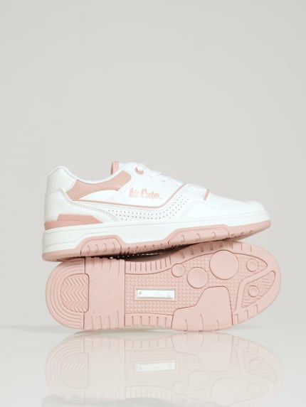 Printed Heel Vulcanized Sneaker - White/Pink