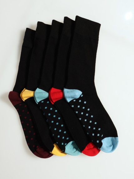 5 Pack Heel & Toe Spot Foot Fashion Anklet Socks - Black