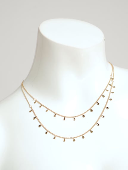 Layered Small Tear Drop Necklace - Gold