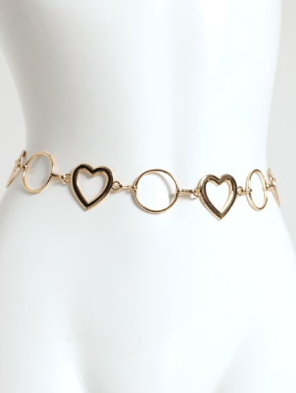 Heart Circle Chain Belt - Gold