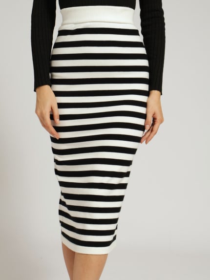 Stripe Bodycon Skirt - White/Black