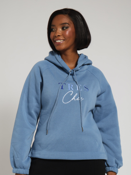 Fleece Embroidered Active Top - Periwinkle