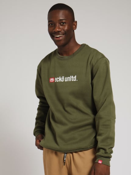 Small Logo Chest Print Crew Track Top - Olive