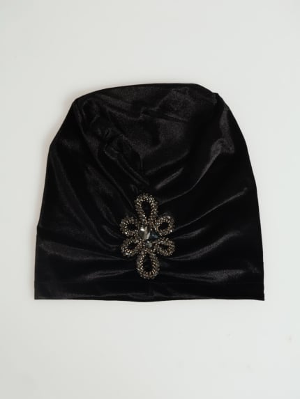 Embellished Velour Turban - Black