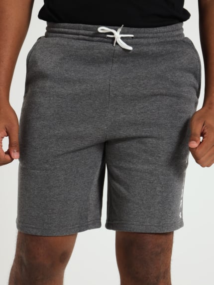 Printed Fleece Shorts - Charcoal