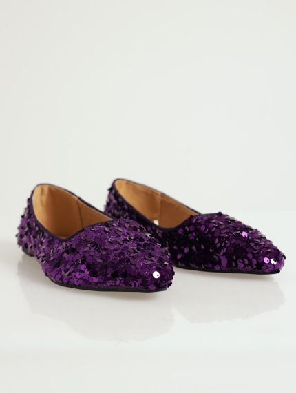 Sequined Pointy Pump - Lilac